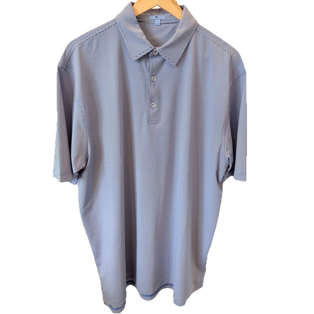 GenTeal Polo Shirt Mens XL Blue White Stripe Performance Golf